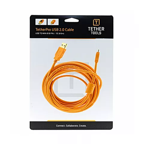 Кабель Tether Tools TetherPro USB 2.0 to Mini-B 8-Pin 4.6m Orange (CU8015-ORG)