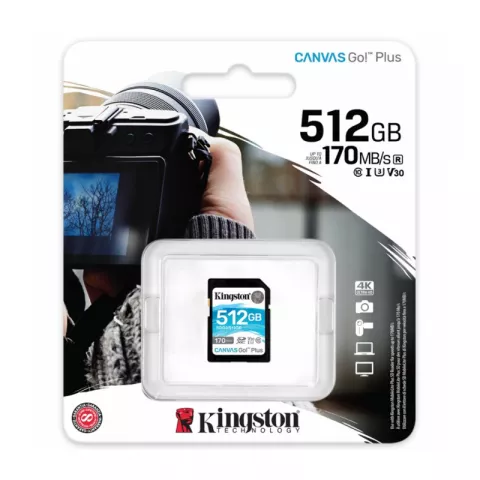 Карта Памяти 512Gb Kingston Canvas Go Plus SDXC UHS-I U3 V30 (170/90 Mb/s) SDG3/512GB