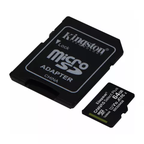 Карта памяти microSDXC 64GB Kingston Canvas Select Plus UHS-I U1 A1 C10 Card + ADP (100/10 Mb/s)