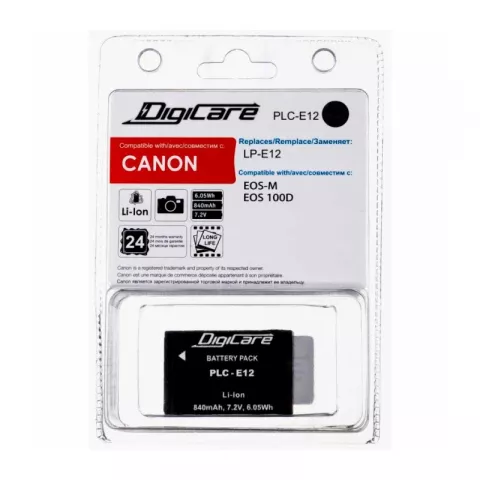 Аккумулятор DigiCare PLC-E12 / LP-E12 / EOS M, EOS 100