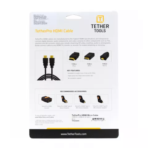 Кабель Tether Tools TetherPro HDMI Micro to HDMI 4.6m Black [H2D15-BLK]