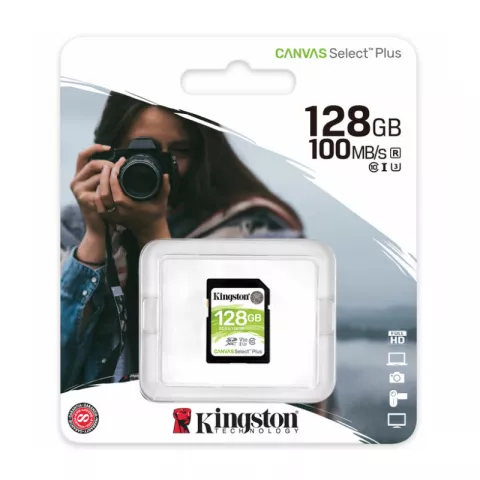 Карта памяти 128Gb Kingston Canvas Select Plus SDXC UHS-I U3 V30 (100/85 Mb/s) SDS2/128GB