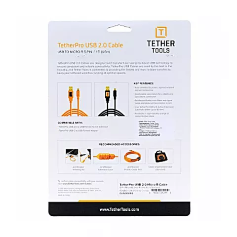 Кабель Tether Tools TetherPro USB 2.0 to Micro-B 5-Pin 4.6m Orange (CU5430ORG)