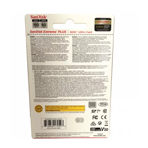 Карта памяти Sandisk Extreme PLUS SDXC Class 10 UHS-I V30 U3 150/60 MB/s 64GB SDSDXW6-064G-GNCIN