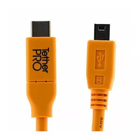 Кабель Tether Tools TetherPro USB-C to 2.0 Mini-B 5-Pin 4.6m Orange (CUC2415-ORG)