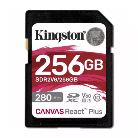 Карта памяти 256Gb Kingston Canvas React Plus SDXC UHS-II U3 V60 (280/150 Mb/s) SDR2V6/256GB