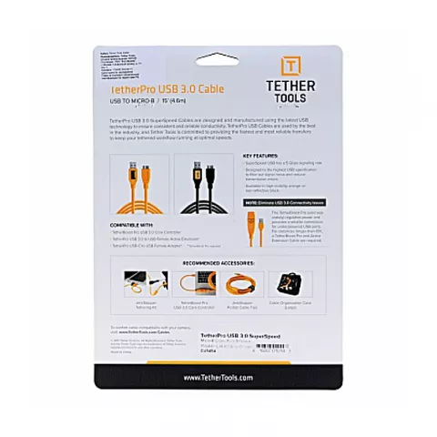 Кабель Tether Tools TetherPro USB 3.0 to Micro-B 4.6m Orange (CU5454)