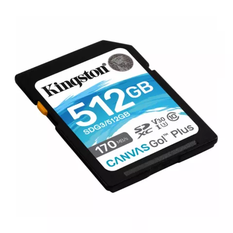 Карта Памяти 512Gb Kingston Canvas Go Plus SDXC UHS-I U3 V30 (170/90 Mb/s) SDG3/512GB